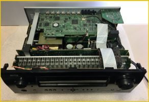 An image of a receiver amplifier, a key component of a hi-fi audio system, for hi-fi repair services offered in Flagler County.