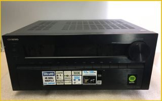 n image of an Onkyo receiver, a central component of a home audio system, that is in need of repair. Our Flagler County repair shop offers expert repair services for audio equipment.