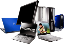 This image features a variety of laptops and desktops displayed on a table, representing the comprehensive computer repair services available at a repair store in Palm Coast. The store offers repair services for all major computer brands, including Dell, HP, Lenovo, and more. Their experienced technicians are equipped to handle a wide range of hardware and software issues on laptops and desktops of all types, from software updates to component replacement (screen, motherboard, battery, keyboard, video card, etc).